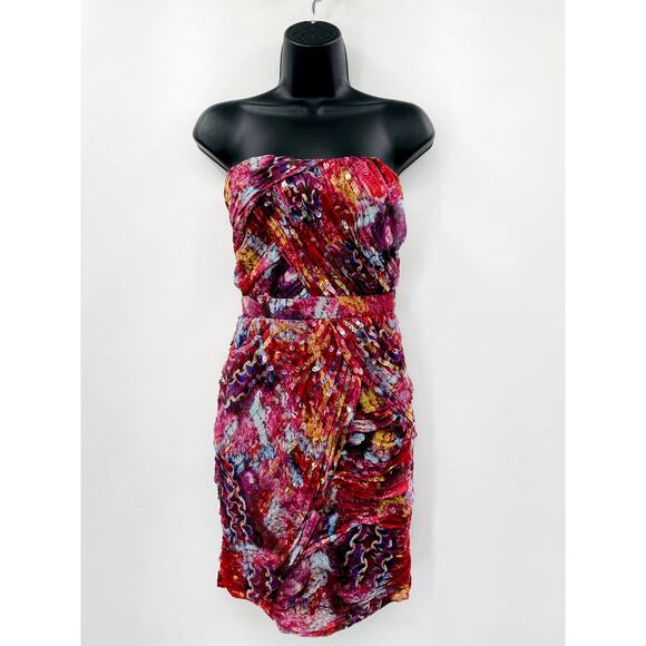 Diane Von Furtsenburg Vintage Strapless Draped Sequin Dress - Picture 1 of 7